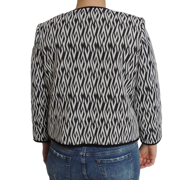 KASPER Black & White Collarless Blazer 14 - Picture 4 of 6